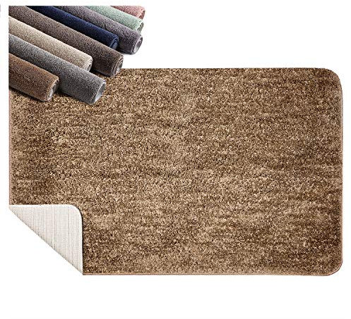 SCHEFFLER-Home Badezimmerteppich Beige-Braun 50x80 cm/Badvorleger rutschfest waschbar/hochwertige Badematte aus 100% Polyester/extrem saugfähiger, ultraweicher Badteppich