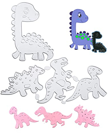 4 st. stansnings stencil dinosaurie-set för stansmaskin, stansformar djur dino-skära präglingsmallar prägling stenciler för barn scrapbooking fotoalbum kort dekoration konst hantverk