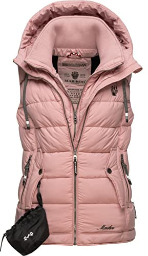 MARIKOO Damen leichte Übergangsweste Steppweste mit Kapuze Taisaa Powder Rose Gr. XS