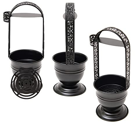 3er Set Shisha Kohlebehälter | Kohlekorb für die Shisha, Wasserpfeife Kohle | schwarzmatt - Höhe [35 cm] | Grillkohlekorb mit Zangenhalter | Charcoal Basket | Kohlezubehör für Shishas & Wasserpfeifen