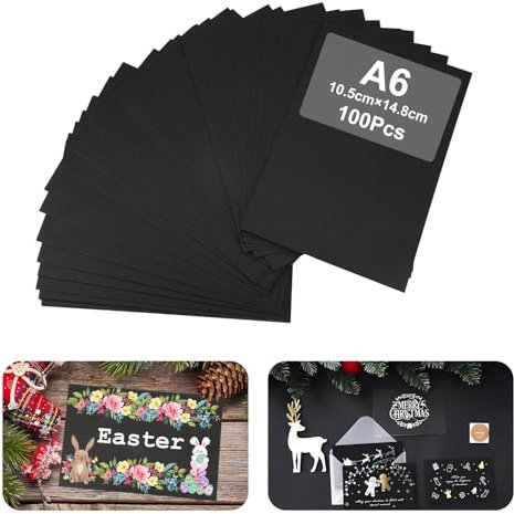 100 Stück Tonpapier Schwarz A6, 15x10 cm Bastelkarton,250 gsm Schwarzes Tonpapier Karten zum Selbstgestalten,Schwarz Papier Karten,Schwarzes Papier Blanko für Grußkarten,Einladungen,Scrapbook,Basteln