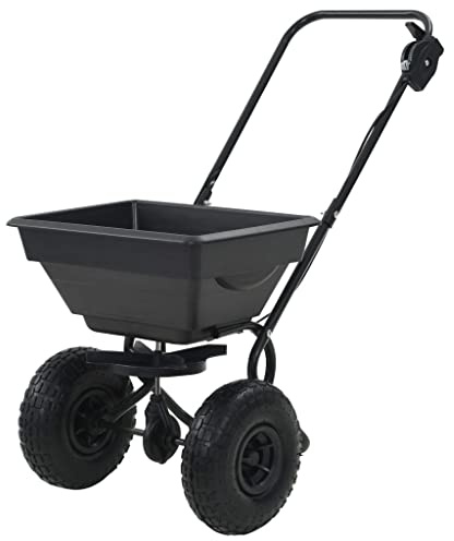 Tidyard Garden Spreader Lawn & Garden Spreaders Walk Behind Salt Spreader Seed Spreader Fertilizer Spreader for Salt Fertilizer Lawn Split Seeds, PVC and Steel 92x46x70 cm 15 L