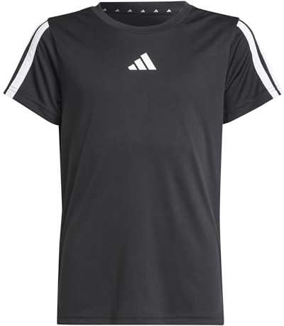 adidas Niñas Train Essentials 3-Stripes T-Shirt, Black/White, 5-6 Years