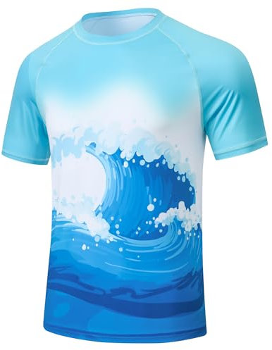 Huayuzh Uv Shirt Herren Rashguard Badeshirts UPF 50+ Schnelltrocknend Leicht Atmungsaktiv Surfen Wandern Schwimm Tshirt Schwimmen Meer XL