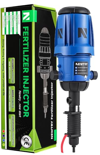 NEWTRY Drip Irrigation Fertiliser Injector, 1~10% Adjustable Proportional Pump, Standard 3/4 Inlet/Outlet Water Powered Dosing Pump for Garden, Irrigation & Hydroponic System, Farm