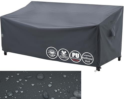 F&J Outdoors Garden Sofa Cover Waterproof 158x99x66/91cm Patio Covers for Outdoor Furniture Garden Bench Covers 2-3 Seater High Density Grey Heavy Duty Chair Cover Rainproof Fabric Sofa Protector