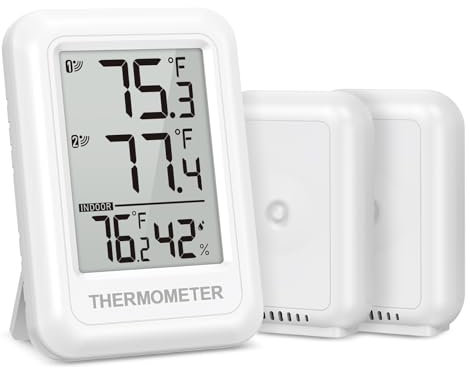 ORIA Digital Thermometer Hygrometer, Indoor Outdoor Thermometer Wireless with 2 Sensors, Digital Humidity Temperature Gauge Meter Monitor with MAX/MIN Value, °C/°F Selectable, for Home, Greenhouse