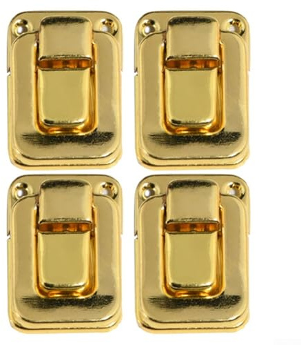 4 cerraduras de metal antiguo para caja de joyería y equipaje, cierres de clip vintage (M dorado)