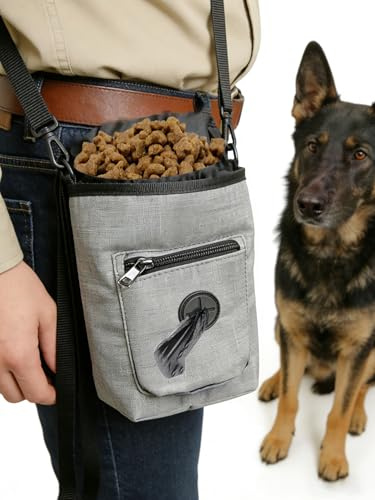 SWIDOLEPET Dog Treat Pouch, Pet Treat Pouch for Training, Dogs Walking Bag Holder for Kibbles, Pets Food Toy, Dog Trainer Essentials Supplies, Poop Bag Dispenser, 3 Ways to Wear