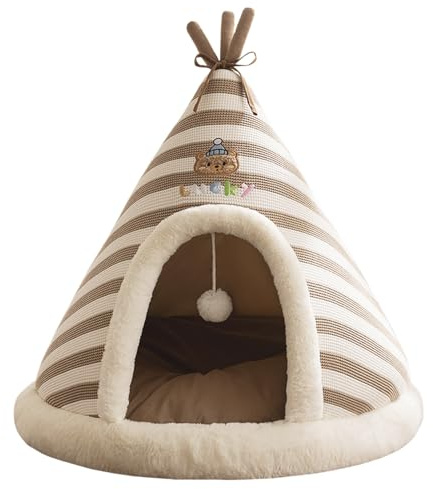 Cat Cave Bed, Cosy Warm Cat House with Tunnel | Cat Cave for Indoor Use | For Winter Indoor & Outdoor Sleeping Place: Apartment, Travel, Bedroom, Balcony