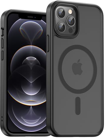 UNBREAKcable für iPhone 12 Pro Max Hülle für MagSafe, Vollständiger Kameraschutz, Eingebauter Magnetring, Stoßfest Kratzfest Transluzente Matt Handyhülle für iPhone 12 Pro Max Case 6,7 Zoll, Schwarz