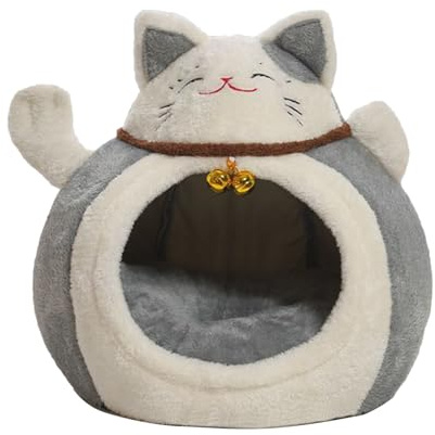 Grotta calda per gatti con coperchio, morbido cuscino riscaldante per gatti, casetta semi-chiusa, invernale a forma di , comodo posto per dormire, riposo, notte di riposo e N