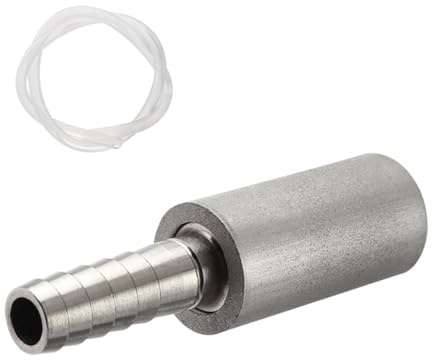 FERRODAY 0.5 Micron Diffusion Stone Stainless Steel Aeration Stone Carbonating Stone with 1/4 Barb for Homebrew Wine Beer Soda Air Stone 0.5 Micron + 20 Inch Silicone Hose