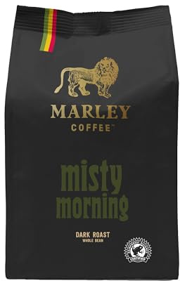 Marley Coffee Strong Dark Roast Espresso Coffee Beans 227g - Misty Morning Blend - From The Marley Family - Rainforest Alliance Certified - For All Coffee Machines