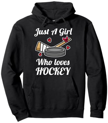 Just A Girl Who Loves Hockey Funny Ice Hockey Girl Pullover Hoodie