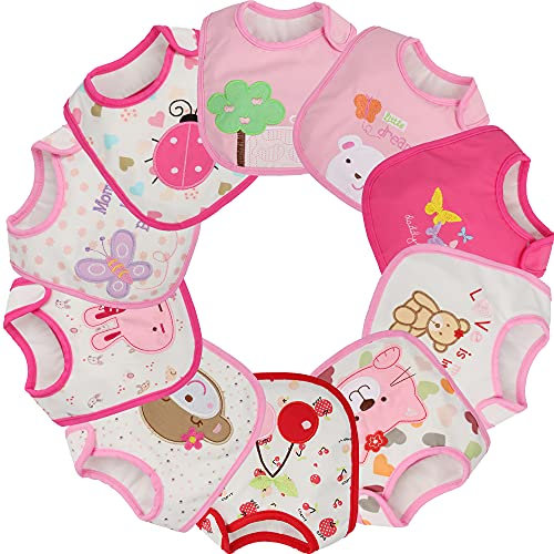 ZoneYan Bavaglino Neonato, 10 Pezzi Bbavaglino Neonato Impermeabili Cotone Bambino Bandana Drool Bavaglini Panno Per Ruttino Neonati Bimbo 3-36 Mesi(stile casuale)