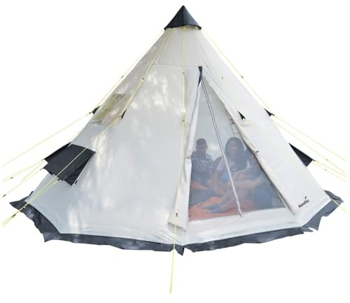 Skandika Tipi Goathi 550 Protect Tienda de campaña Tipo Tipi | Impermeable, Suelo Cosido, mosquitera, 2,5 m de Altura, 4.000 mm de Columna de Agua (Beige)