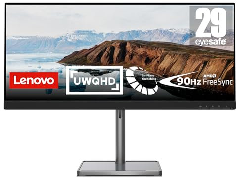 Lenovo L29w-30 | 29 UWFHD Monitor | 2560x1080 | 90Hz | 300 nits | 4ms Reaktionszeit | HDMI | DisplayPort | AMD FreeSync | höhenverstellbar | schwarz