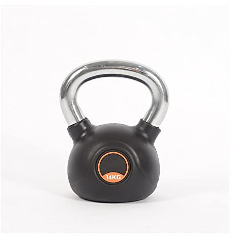 Cfty Kunststoff beschichtete Gusseisen Kettlebell 4kg 8kg 10kg 12kg 14kg 16kg 20kg Fitnessgeräte Männer und Frauen Krafttraining Home Sports Kettlebell (Schwarz, einteilig)(14kg)