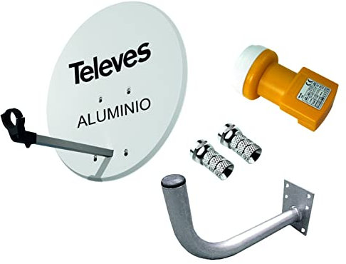 T e C N o V o Z, Kit Antena PARABOLICA para Astra TELEVES 83cm Aluminio + Soporte a Pared + CONECTOES Y LNB