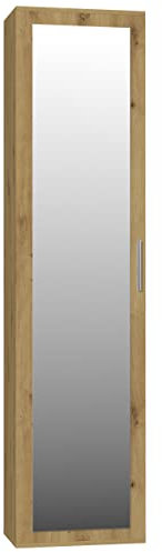 ADGO Armadio con Specchio, Appendiabiti Corridoio, Spazio per Appendere Vestiti 2 Mensole Armadio Guardaroba Compatto per Ingresso (Rovere Artisan)(Spedito in 2 pacchi)
