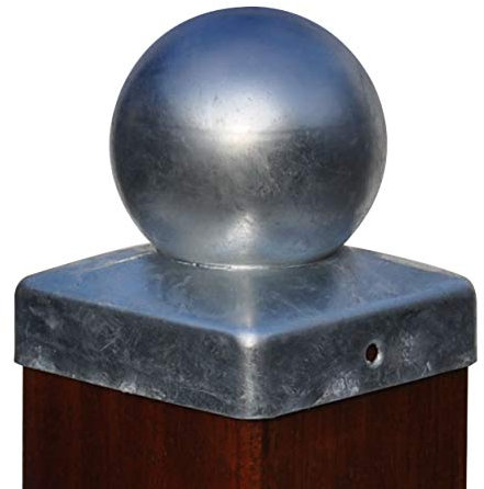 Profishop-Bremen Pfostenkappe Pfahlkappe Zierkappe Zaunkappe feuerverzinkt mit Kugel, inkl. Befestigungsschrauben (für Pfosten 10x10 cm)