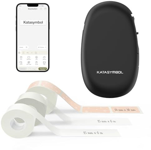 SUPVAN Beschriftungsgerät Selbstklebend, Tragbarer Mini Labeldrucker Etikettiergerät Selbstklebend mit 3 Etikettenrolle, Kompatibel mit iOS und Android, Beschriftungsgerät Für Zuhause Büro(Schwarz)