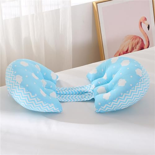 FANSU Almohada de Embarazada para Dormir, Almohada Dormir de Lado Embarazada Almohada Embarazada Espalda y Cojin de Lactancia para Cuerpo, Abdomen, Espalda (76x38x13cm,Azul Nublado)