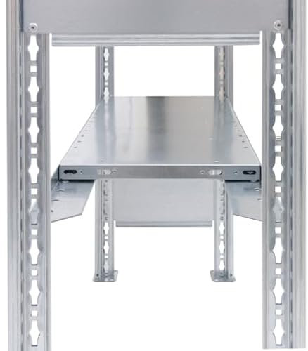 qpool24 Anbauregal, Fachbodenregal Stecksystem MULTIplus250, 2500 x 1000 x 500 mm (HxBxT), 6 Fachböden, Längenriegel, RAL 5010 enzianblau/verzinkt