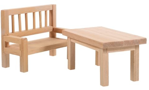 HEMOTON Juego De Mesa Y Sillas En Miniatura para Casa De Muñecas Muebles En Miniatura De Madera Accesorios para Decoración De Microescenas Ideal para Juguetes Y Regalos Educativos