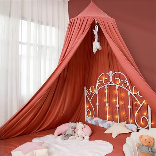 Odot Ciels de Lit Enfants pour Fille et Garcon, Ciel de lit Bébé Dôme Princesse Tente de Lit Moustiquaire Ronde Rideau Baldaquin Chambre pour Salle de Jeux, Maison de Lecture Décoration (60cm,Orange)