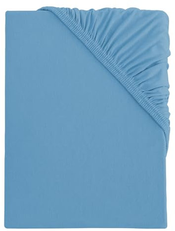 s.Oliver Spannbettlaken 90x200-100x200 cm- 100% Baumwolle, Matratzenhöhe bis 25 cm, besonders weich & angenehm, Spannbetttuch blau