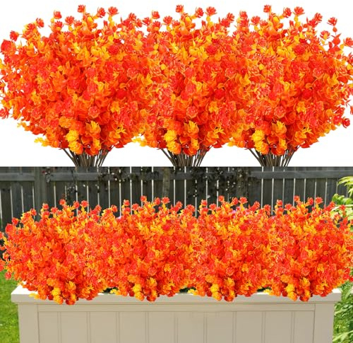 SOMYTING 8 buntar konstgjorda blommor höstdekoration konstgjorda blommor höst balkong konstgjorda blommor UV-resistent buskar växter eukalyptus dekoration för inomhus utomhus halloween skördefest
