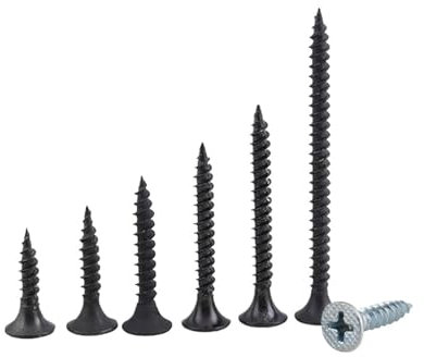 HTFKFW Screws,wood screws,self tapping screws, Countersunk Head Self Tapping Screw Galvanized Cross Flat Head Wood Screw Drywall Nail M3.5 30pcs (Color : Black Zinc-plated, Size : 40MM-M3.5)