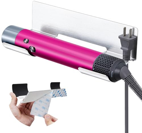 Support Seche Cheveux Mural, Porte Seche Cheveux et Lisseur en Acier Inoxydable, Support Lisseur Cheveux Sans Percage, Support Mural Pour les Accessoires du lisseur à Cheveux et de la Brosse à Boucler