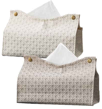 Counius 2 Stück Taschentücher Box,Taschentuchbox Aus Pu Leder,Rechteckige Moderner Kosmetiktücherbox Tissue Box Serviettenspender Nachfüllbar Servietten Organizer Für Zuhause Büro Badezimmer Auto