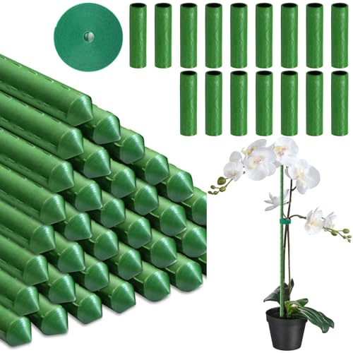BBLTIFF Tutor Planta Interior, 24 Piezas Tutores para Plantas con 16 Tubos de Conexión, Tutor Planta Escalada Tutor Orquídea para Fijar Plantas Interior y Exterior