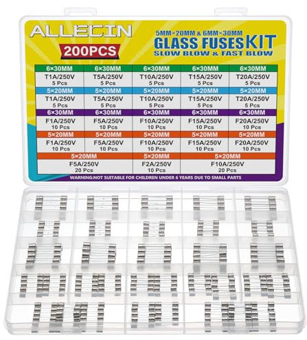 MAYOKIAAR 21 Values Feinsicherungen Sortiment, 250V 5x20MM 6x30MM Glassicherung Set, F1A - F20A Feinsicherungen Träge T15-T20 Sicherungssortiment, Ampere Feinsicherung für Elektronik & Haushaltsgeräte