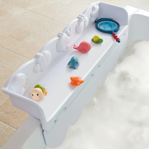 Big Size Ocean Animals Bathtub Splash Guard for Kids, Rotatable Design Bath Tub Tray, Tub Shelf and Organizer for Baby Bath Toys, Bath Toy Tolder for Toddlers Kids Baby
