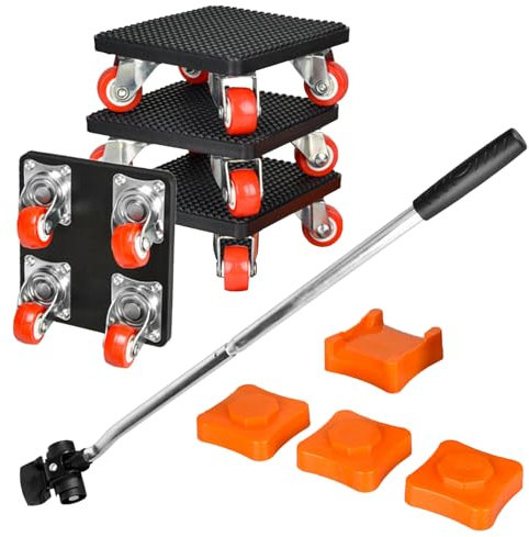 9 Piezas Ruedas para Muebles Pesados, Ruedas para Mover Muebles, con 4 Ruedas, Puede Girar 360°, Capacidad de Carga de 500 kg, para Mover Mobiliario para el Hogar, Mover Muebles Pesados