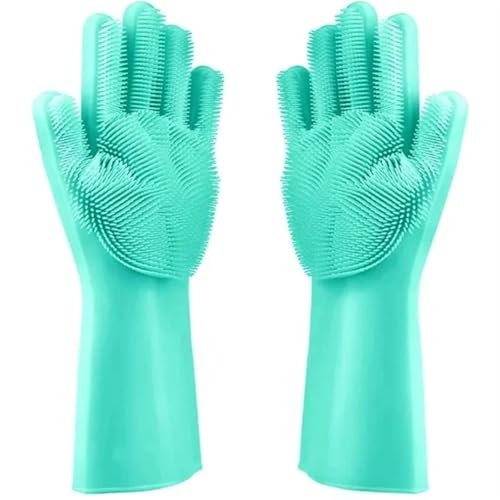 Guantes Limpieza Guantes de limpieza for lavavajillas, guantes mágicos de goma de silicona con cepillo, guantes de fregado reutilizables for la limpieza de la cocina del hogar, coches for mascotas(Gre