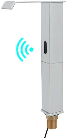 Grifo de baño con sensor infrarrojo automático, grifo de baño sin contacto, mezclador de lavabo de inducción con sensor, altura de caño 270 mm (plata)