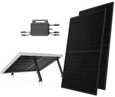 ZEUS SMARTSYSTEM 800 Watt Balkonkraftwerk Set mit Flachdach Halterung | Plug and Play Komplettset 900 Wp | Stiftung Warentest 06/2025 Note 2,4 | Glas-Glas bifaziale Solarmodule