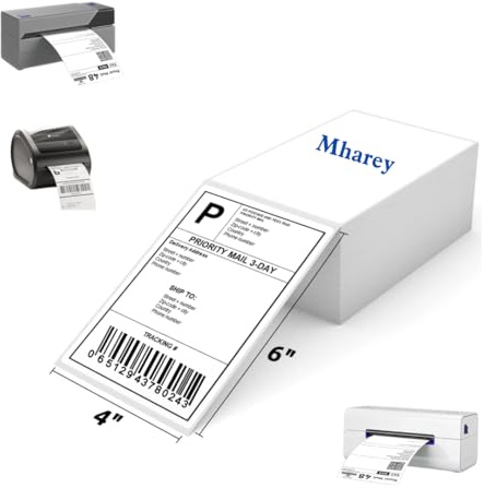 Mharey 4x6 Thermal Labels (100x150mm) - 500 White Shipping Labels, Permanent Adhesive, Compatible with MUNBYN Rollo Zebra Printers, Royal Mail FBA