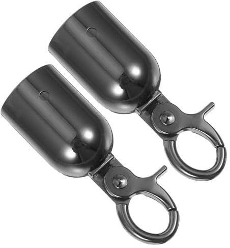MUELODSIC Embouts de Corde en Alliage de Zinc 28 MM avec Crochet de Sécurité Noir Brillant Lot de 2 Butée de Câble pour Barrières et Poteaux Accessoires de Fixation pour Gestion de Foule