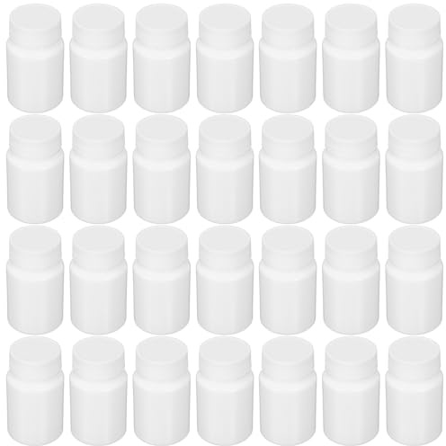 BELLIFFY 100pezzi Flaconi Vuoti per Pillole Contenitore per Medicinali Tappo Vite Bianco Capacità Barattolo Portatile da Viaggio per Conservare Capsule di Integratori Vitamine e Compresse