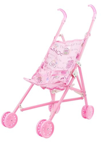 Almencla Poussette pour Poupée Pliable et Léger, Poussette Jouet Interactive avec Design Éducatif, Jouet D'éveil pour Petites Filles, Accessoire de Jeu de Rôle et Imitation