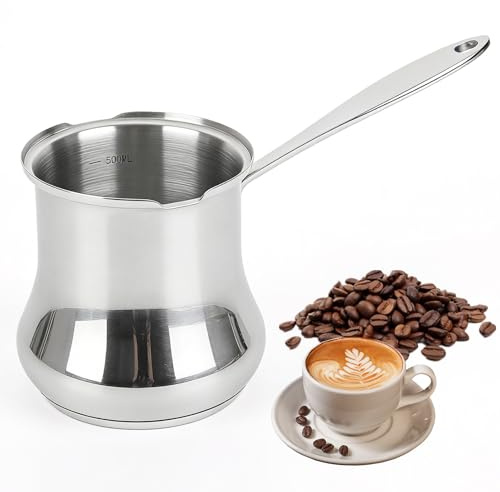 Cafetera turca 500 ml, café árabe pote moka 18/10 acero inoxidable, cafetera griega turca griega árabe, cafetera turca para mantequilla de leche miel