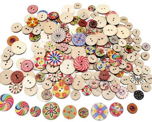 CATZUM 100 Piezas Botones de Madera con 2 Agujeros para Manualidades, Retro Decorativos de Resina para Coser, Botones de Flores Mixtas, Decoracion Vintage, Boton Retro (15 mm) (Multicolor)