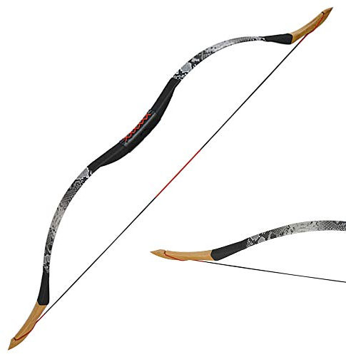 MILAEM Traditioneller handgemachter Recurve Bogen 25-55lbs Langbogen Bogenschießen Jagd Horsebow Outdoor Sport Wettbewerb Trainingsspiel Linkshänder und Rechtshänder (grau, 50lbs)